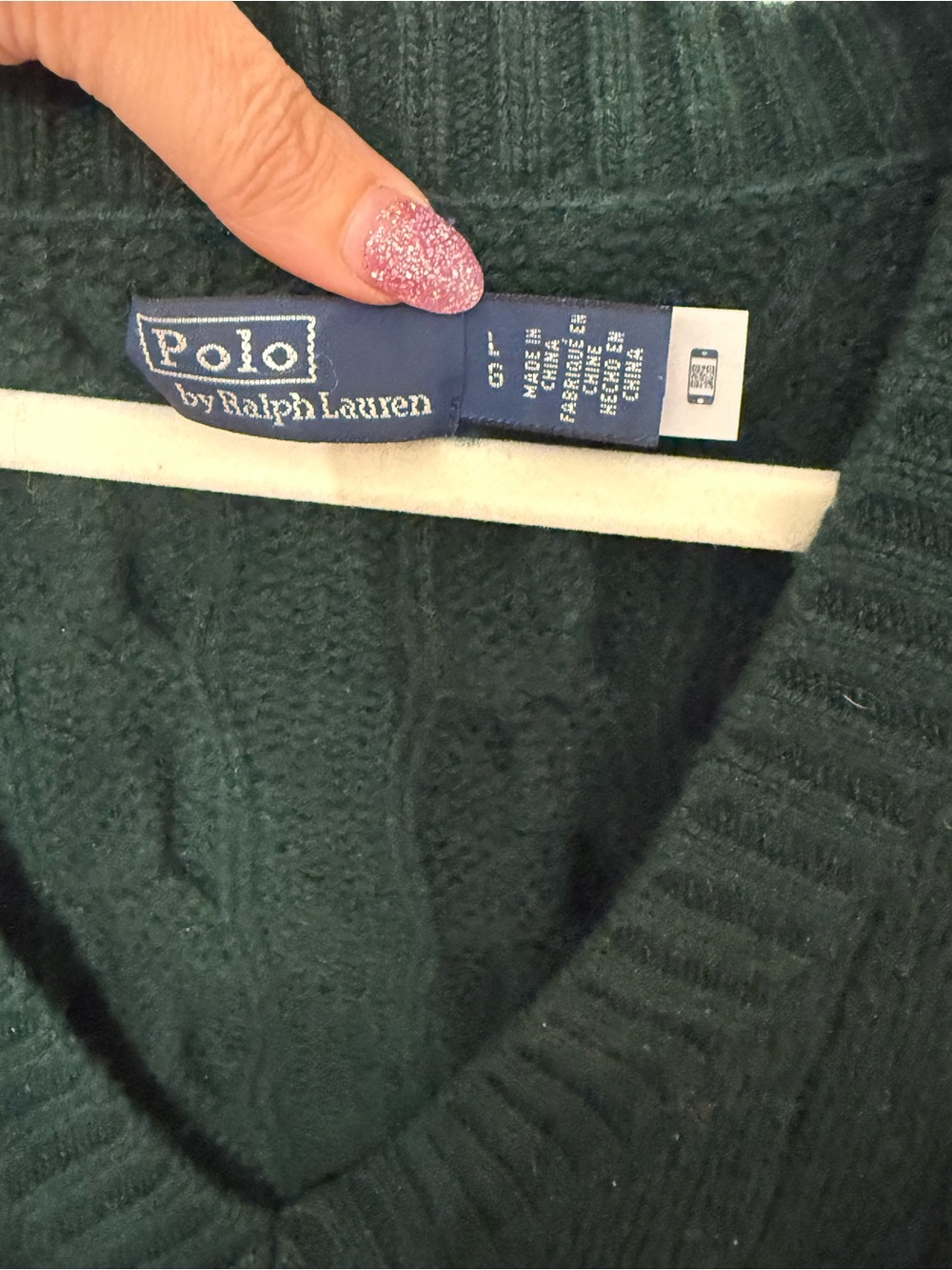 Polo Ralph Lauren Cable-Knit Wool-Cashmere V-Neck Sweater Size Large